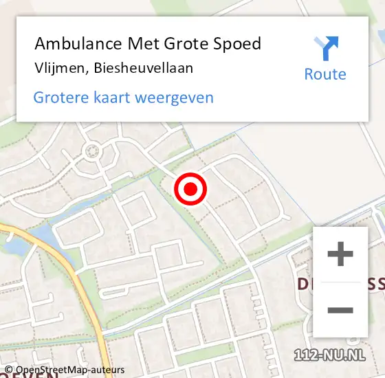 Locatie op kaart van de 112 melding: Ambulance Met Grote Spoed Naar Vlijmen, Biesheuvellaan op 11 juni 2019 16:25