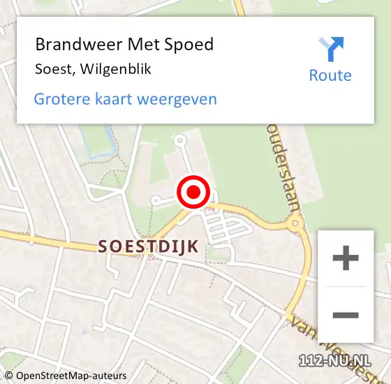 Locatie op kaart van de 112 melding: Brandweer Met Spoed Naar Soest, Wilgenblik op 11 juni 2019 16:44