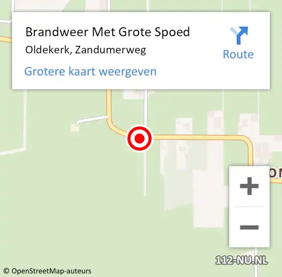 Locatie op kaart van de 112 melding: Brandweer Met Grote Spoed Naar Oldekerk, Zandumerweg op 11 juni 2019 17:12