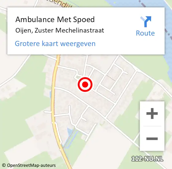 Locatie op kaart van de 112 melding: Ambulance Met Spoed Naar Oijen, Zuster Mechelinastraat op 11 juni 2019 17:33