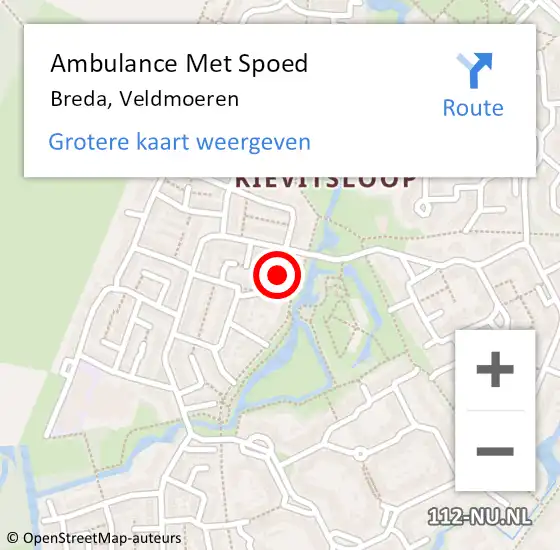 Locatie op kaart van de 112 melding: Ambulance Met Spoed Naar Breda, Veldmoeren op 11 juni 2019 18:36
