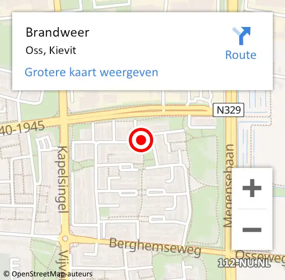 Locatie op kaart van de 112 melding: Brandweer Oss, Kievit op 11 juni 2019 19:14