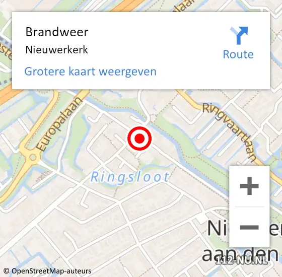 Locatie op kaart van de 112 melding: Brandweer Nieuwerkerk op 11 juni 2019 19:23