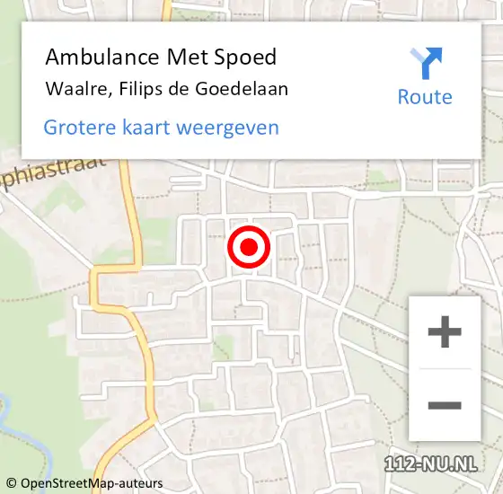 Locatie op kaart van de 112 melding: Ambulance Met Spoed Naar Waalre, Filips de Goedelaan op 11 juni 2019 19:30