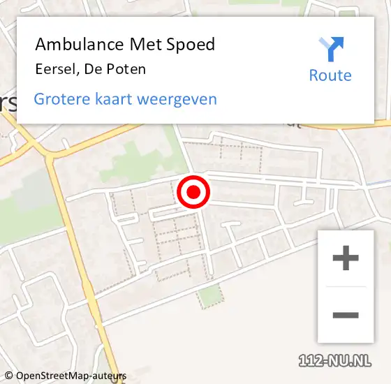 Locatie op kaart van de 112 melding: Ambulance Met Spoed Naar Eersel, De Poten op 11 juni 2019 22:32