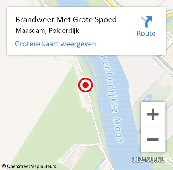 Locatie op kaart van de 112 melding: Brandweer Met Grote Spoed Naar Maasdam, Polderdijk op 11 juni 2019 23:14