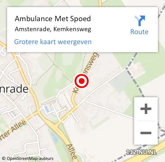 Locatie op kaart van de 112 melding: Ambulance Met Spoed Naar Amstenrade, Kemkensweg op 4 april 2014 03:37