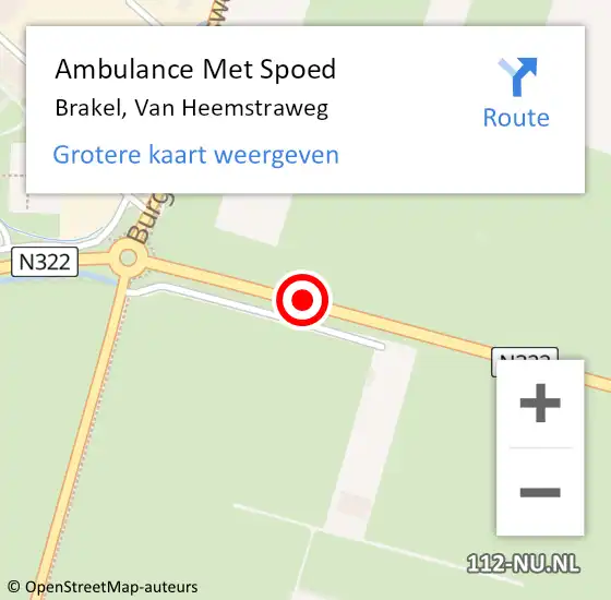 Locatie op kaart van de 112 melding: Ambulance Met Spoed Naar Brakel, Van Heemstraweg op 12 juni 2019 00:37