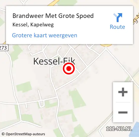 Locatie op kaart van de 112 melding: Brandweer Met Grote Spoed Naar Kessel, Kapelweg op 12 juni 2019 03:57