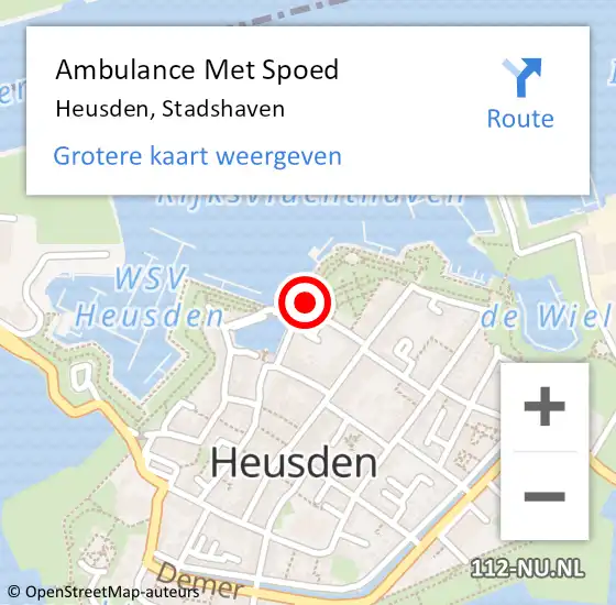 Locatie op kaart van de 112 melding: Ambulance Met Spoed Naar Heusden, Stadshaven op 12 juni 2019 07:15