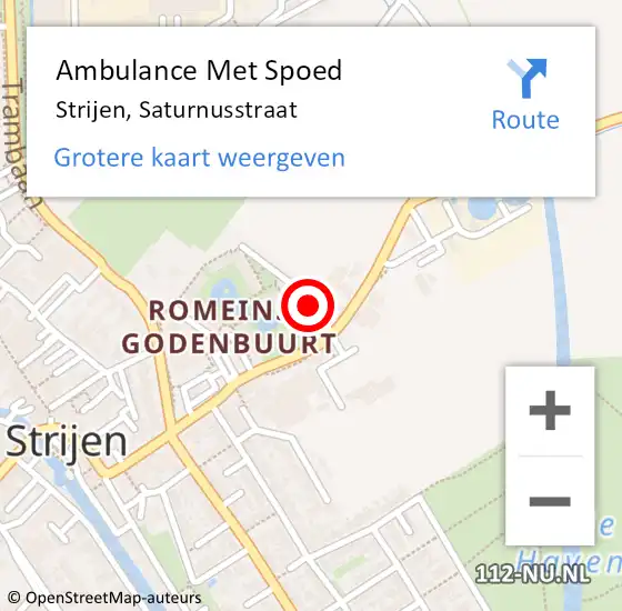 Locatie op kaart van de 112 melding: Ambulance Met Spoed Naar Strijen, Saturnusstraat op 12 juni 2019 07:57