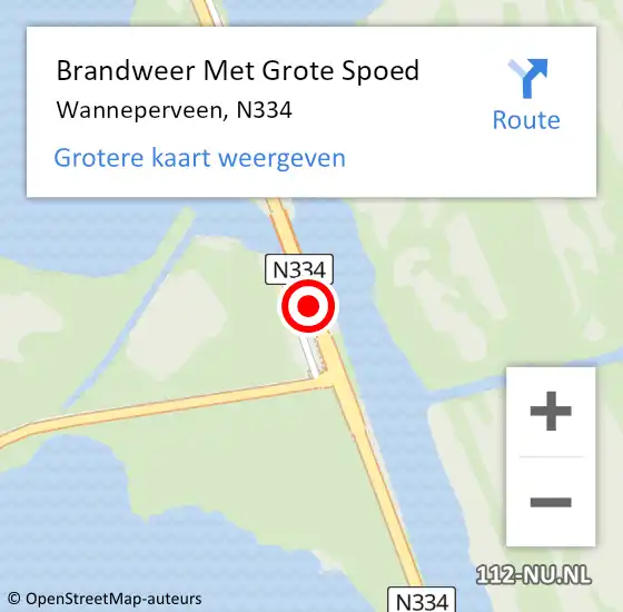 Locatie op kaart van de 112 melding: Brandweer Met Grote Spoed Naar Wanneperveen, N334 op 4 april 2014 06:01