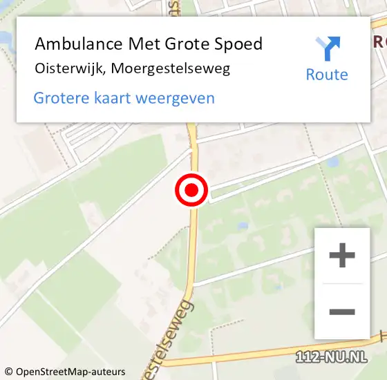 Locatie op kaart van de 112 melding: Ambulance Met Grote Spoed Naar Oisterwijk, Moergestelseweg op 12 juni 2019 09:57