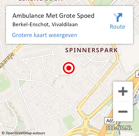 Locatie op kaart van de 112 melding: Ambulance Met Grote Spoed Naar Berkel-Enschot, Vivaldilaan op 12 juni 2019 10:06