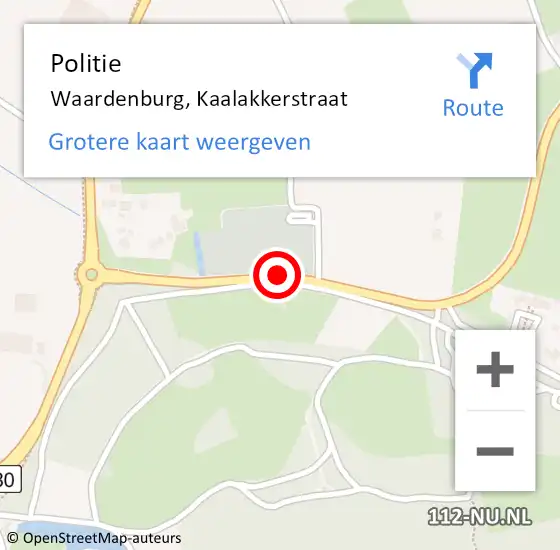 Locatie op kaart van de 112 melding: Politie Waardenburg, Kaalakkerstraat op 12 juni 2019 10:25