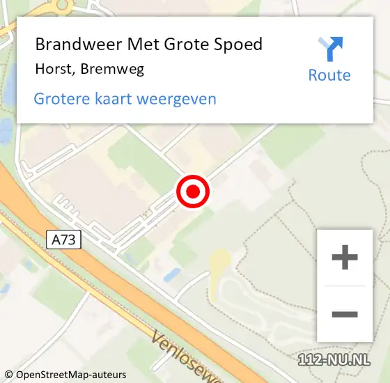 Locatie op kaart van de 112 melding: Brandweer Met Grote Spoed Naar Horst, Bremweg op 12 juni 2019 10:35