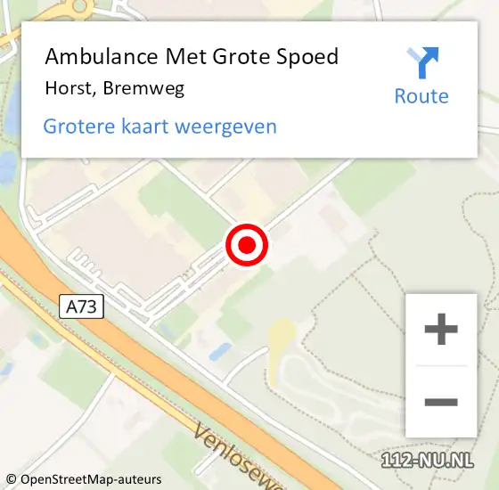 Locatie op kaart van de 112 melding: Ambulance Met Grote Spoed Naar Horst, Bremweg op 12 juni 2019 10:37