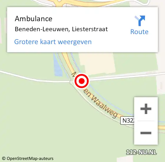 Locatie op kaart van de 112 melding: Ambulance Beneden-Leeuwen, Liesterstraat op 12 juni 2019 10:46