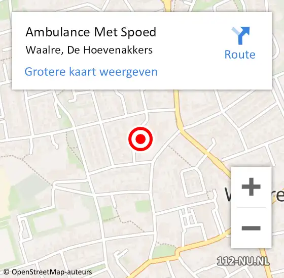 Locatie op kaart van de 112 melding: Ambulance Met Spoed Naar Waalre, De Hoevenakkers op 12 juni 2019 11:10
