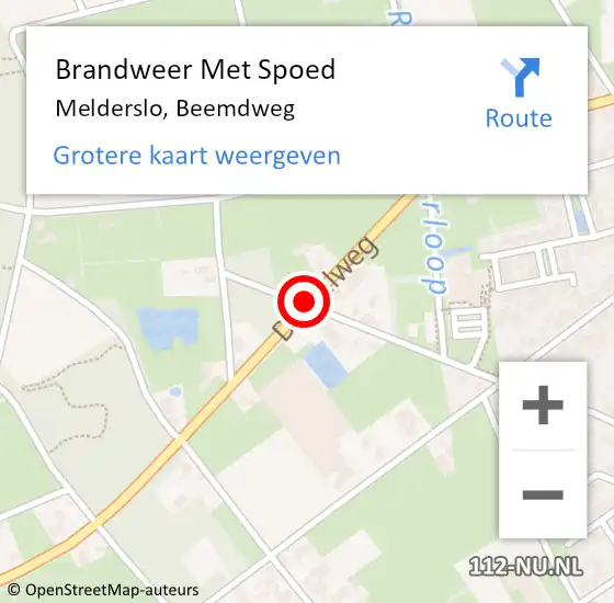 Locatie op kaart van de 112 melding: Brandweer Met Spoed Naar Melderslo, Beemdweg op 12 juni 2019 11:22