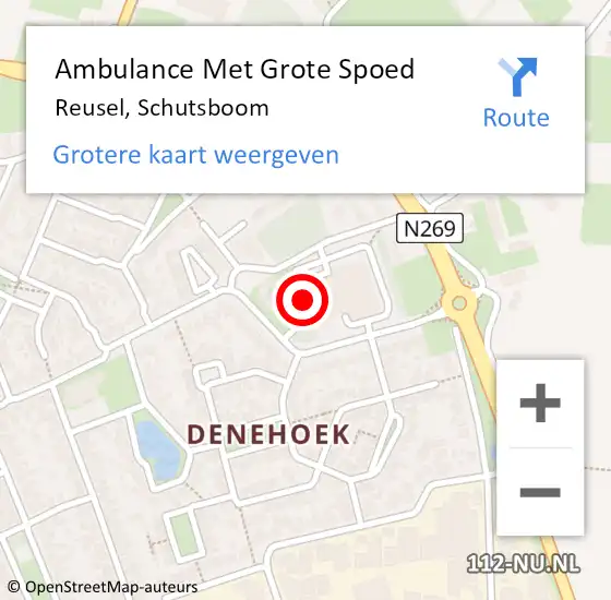 Locatie op kaart van de 112 melding: Ambulance Met Grote Spoed Naar Reusel, Schutsboom op 12 juni 2019 11:45