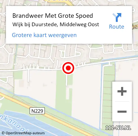 Locatie op kaart van de 112 melding: Brandweer Met Grote Spoed Naar Wijk bij Duurstede, Middelweg Oost op 12 juni 2019 12:24