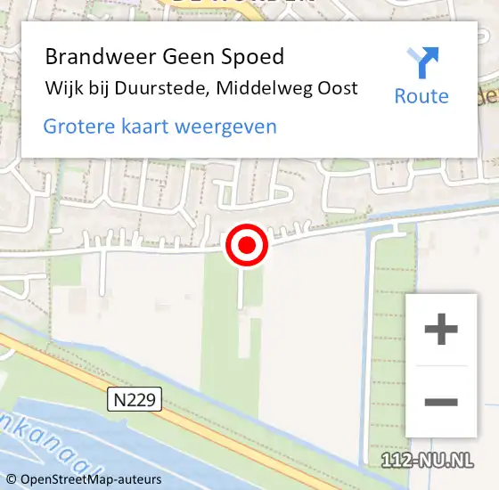 Locatie op kaart van de 112 melding: Brandweer Geen Spoed Naar Wijk bij Duurstede, Middelweg Oost op 12 juni 2019 12:25