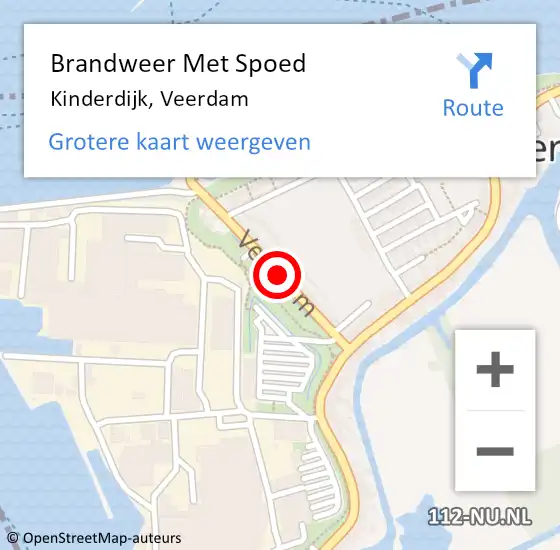 Locatie op kaart van de 112 melding: Brandweer Met Spoed Naar Kinderdijk, Veerdam op 12 juni 2019 12:48