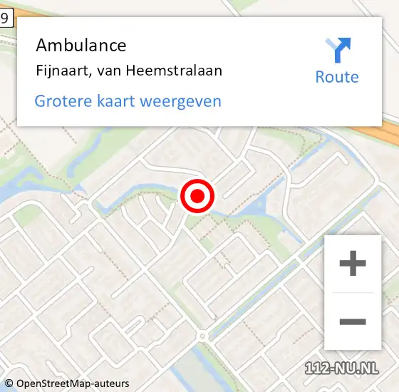 Locatie op kaart van de 112 melding: Ambulance Fijnaart, van Heemstralaan op 12 juni 2019 13:37