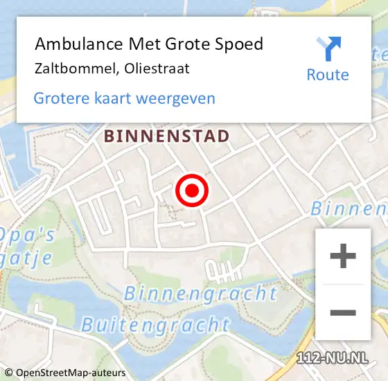 Locatie op kaart van de 112 melding: Ambulance Met Grote Spoed Naar Zaltbommel, Oliestraat op 12 juni 2019 13:41
