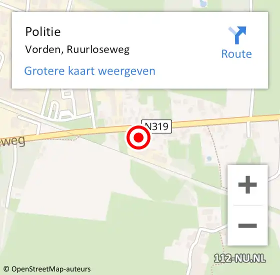 Locatie op kaart van de 112 melding: Politie Vorden, Ruurloseweg op 12 juni 2019 14:27