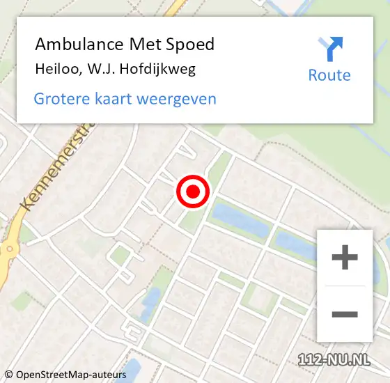 Locatie op kaart van de 112 melding: Ambulance Met Spoed Naar Heiloo, W.J. Hofdijkweg op 12 juni 2019 14:32