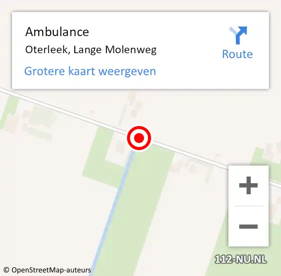 Locatie op kaart van de 112 melding: Ambulance Oterleek, Lange Molenweg op 12 juni 2019 14:56
