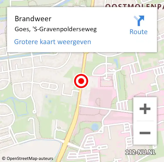 Locatie op kaart van de 112 melding: Brandweer Goes, 'S-Gravenpolderseweg op 12 juni 2019 15:00