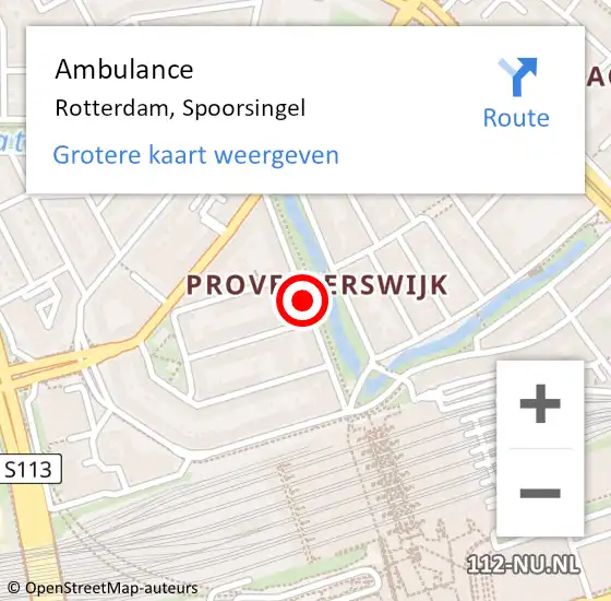Locatie op kaart van de 112 melding: Ambulance Rotterdam, Spoorsingel op 12 juni 2019 15:17