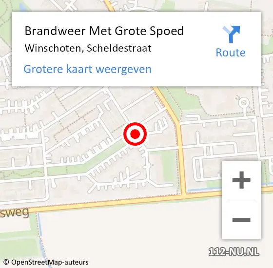 Locatie op kaart van de 112 melding: Brandweer Met Grote Spoed Naar Winschoten, Scheldestraat op 12 juni 2019 15:29