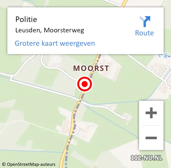 Locatie op kaart van de 112 melding: Politie Leusden, Moorsterweg op 12 juni 2019 15:40