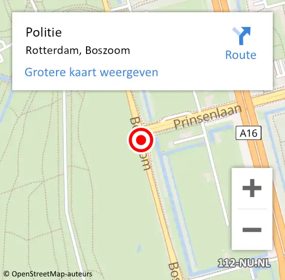 Locatie op kaart van de 112 melding: Politie Rotterdam, Boszoom op 12 juni 2019 16:40