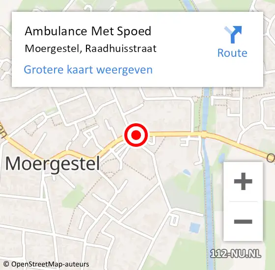 Locatie op kaart van de 112 melding: Ambulance Met Spoed Naar Moergestel, Raadhuisstraat op 12 juni 2019 17:09