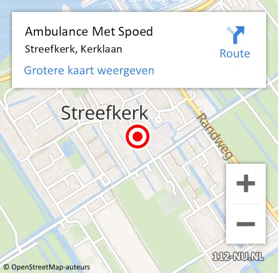 Locatie op kaart van de 112 melding: Ambulance Met Spoed Naar Streefkerk, Kerklaan op 12 juni 2019 17:16