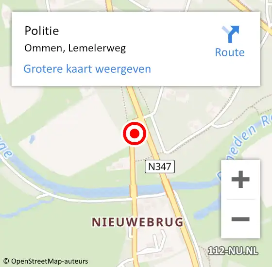 Locatie op kaart van de 112 melding: Politie Ommen, Lemelerweg op 12 juni 2019 17:26