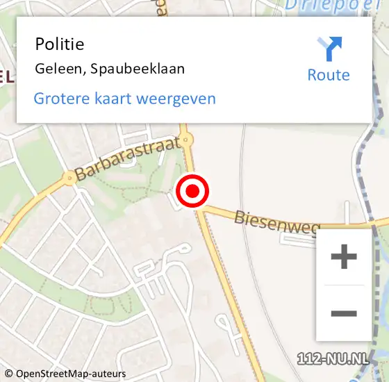 Locatie op kaart van de 112 melding: Politie Geleen, Spaubeeklaan op 12 juni 2019 17:32