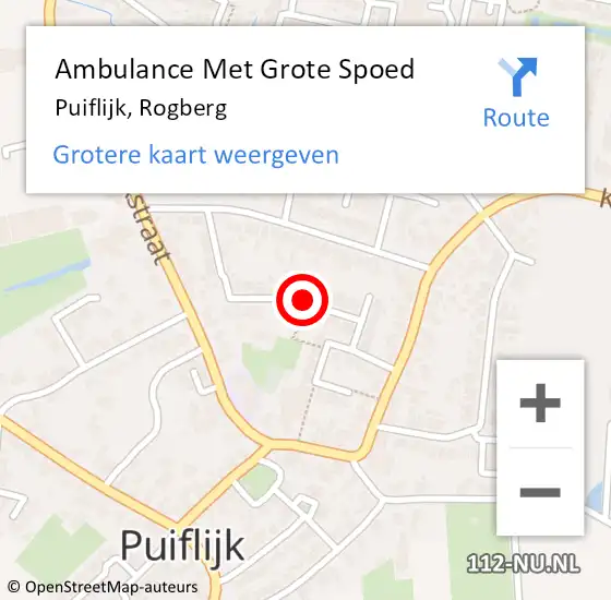 Locatie op kaart van de 112 melding: Ambulance Met Grote Spoed Naar Puiflijk, Rogberg op 12 juni 2019 19:18