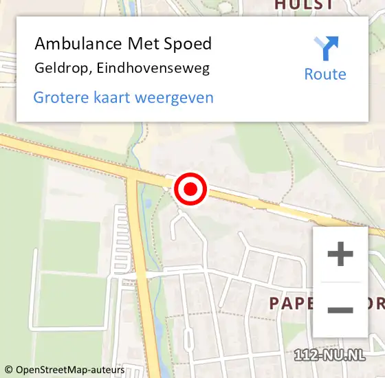 Locatie op kaart van de 112 melding: Ambulance Met Spoed Naar Geldrop, Eindhovenseweg op 12 juni 2019 19:51