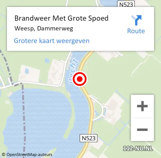Locatie op kaart van de 112 melding: Brandweer Met Grote Spoed Naar Weesp, Dammerweg op 12 juni 2019 20:31