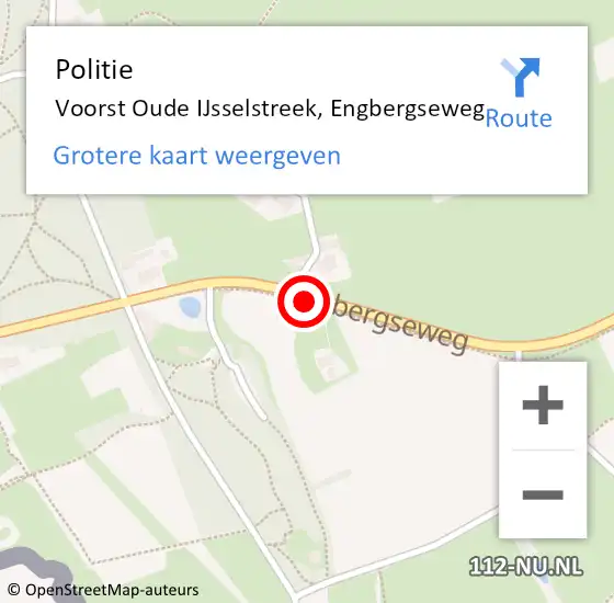 Locatie op kaart van de 112 melding: Politie Voorst Oude IJsselstreek, Engbergseweg op 12 juni 2019 20:50