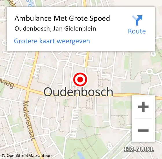 Locatie op kaart van de 112 melding: Ambulance Met Grote Spoed Naar Oudenbosch, Jan Gielenplein op 12 juni 2019 21:14