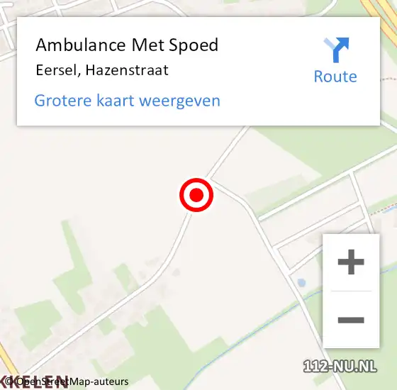 Locatie op kaart van de 112 melding: Ambulance Met Spoed Naar Eersel, Hazenstraat op 12 juni 2019 23:56