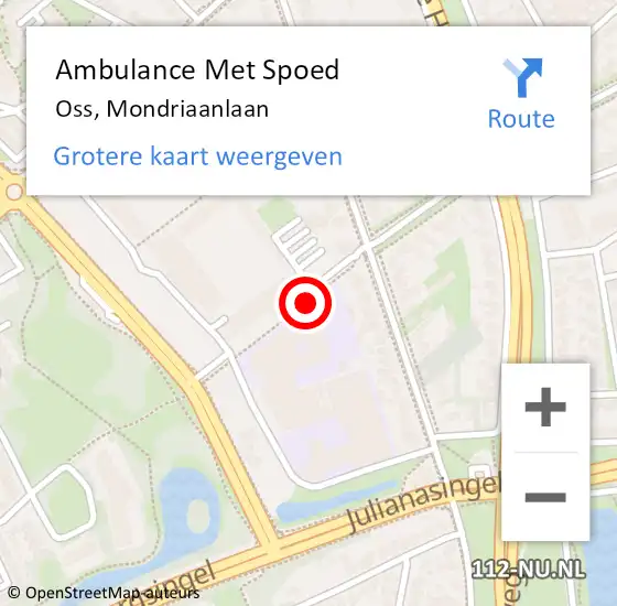 Locatie op kaart van de 112 melding: Ambulance Met Spoed Naar Oss, Mondriaanlaan op 13 juni 2019 00:09