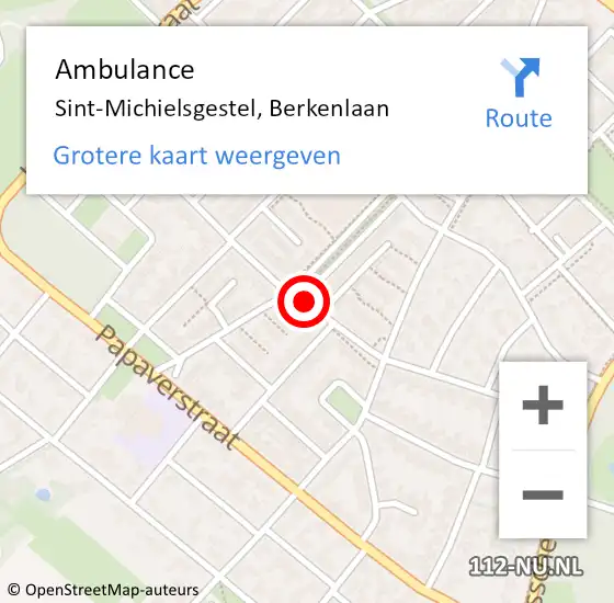 Locatie op kaart van de 112 melding: Ambulance Sint-Michielsgestel, Berkenlaan op 13 juni 2019 00:16